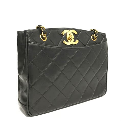 chanel vintage black quilted leather shoulder bag|pictures of old chanel purses.